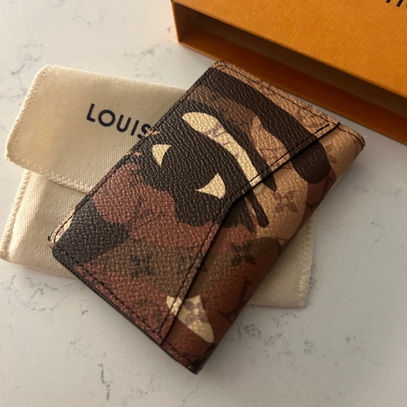 RARE Louis Vuitton Kid Super Eye Pocket Organizer Wallet LV Camo Brown - NEW Men - Picture 2 of 4